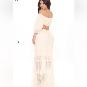 Fashion Nova White Lace Long Sleeve Dress